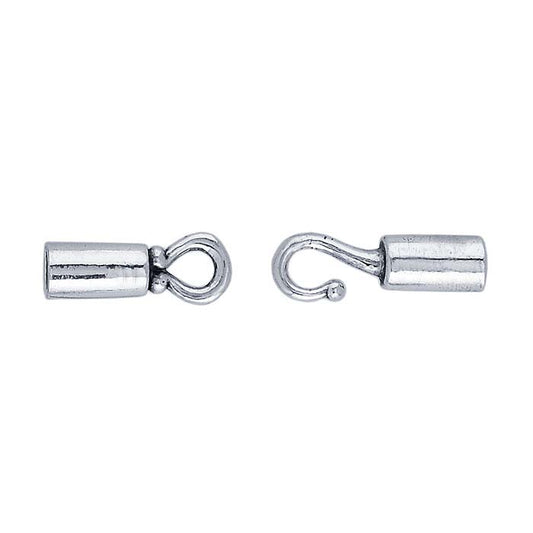 Sterling Silver 27.9 x 5.9mm Tube-End Hook & Eye Clasp