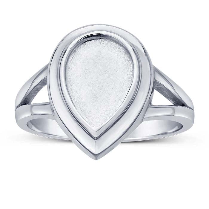Sterling Silver 10 x 7mm Pear Cabochon Ring Mounting