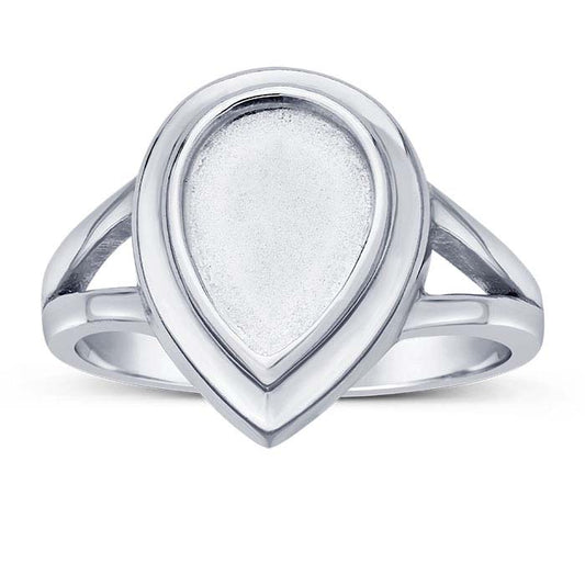 Sterling Silver 10 x 7mm Pear Cabochon Ring Mounting