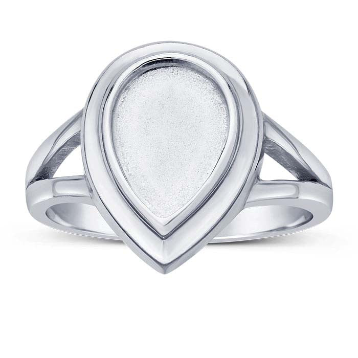 Sterling Silver 10 x 7mm Pear Cabochon Ring Mounting