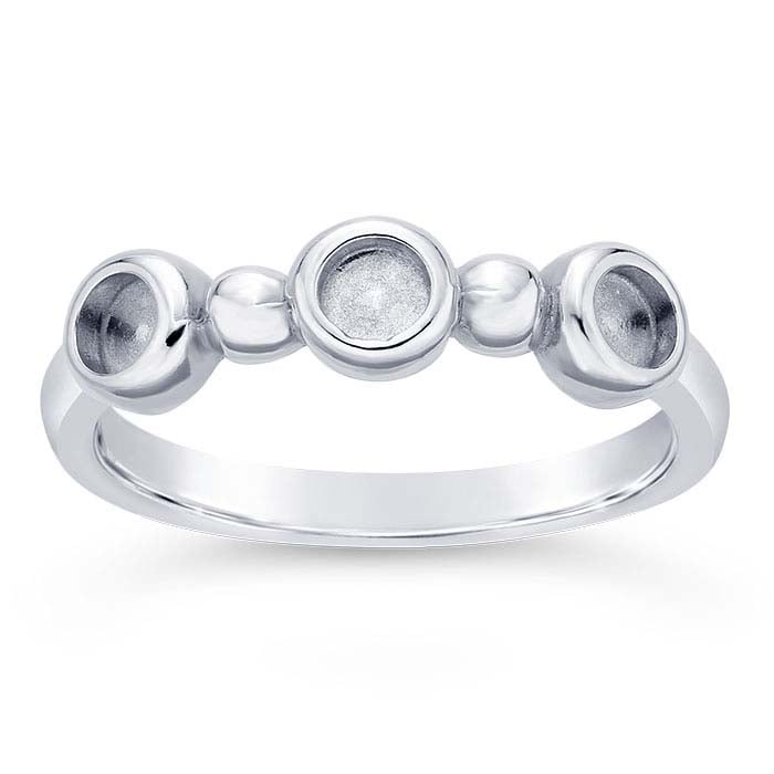 Sterling Silver 3mm Three-Stone Cabochon Ring Mounting