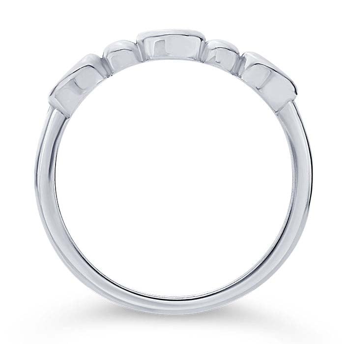 Sterling Silver 3mm Three-Stone Cabochon Ring Mounting