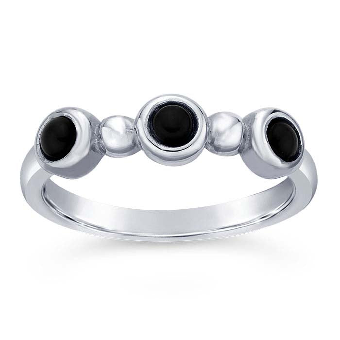 Sterling Silver 3mm Three-Stone Cabochon Ring Mounting