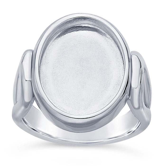 Sterling Silver Split-Shank 16 x 12mm Oval Cabochon Ring Mounting
