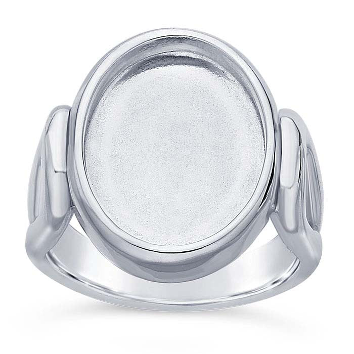 Sterling Silver Split Shank 16 x 12mm Oval Cabochon Ring Mounting