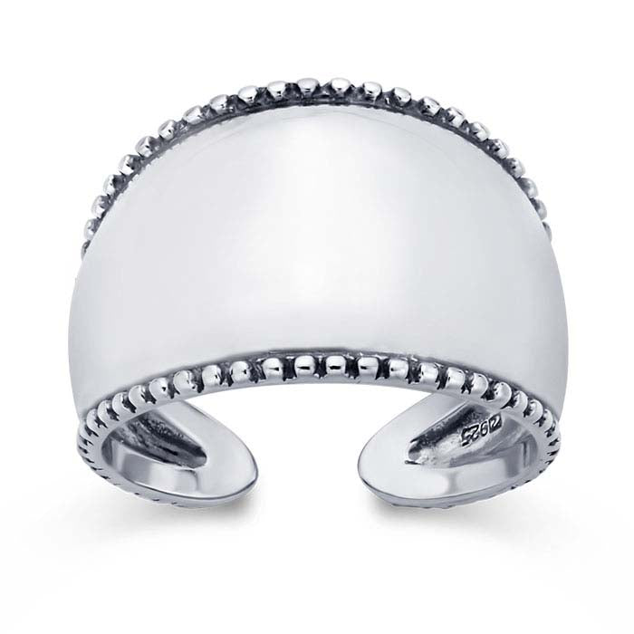 Sterling Silver Tapered Ring with Beaded Edge