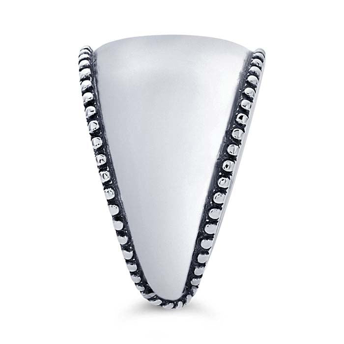 Sterling Silver Tapered Ring with Beaded Edge