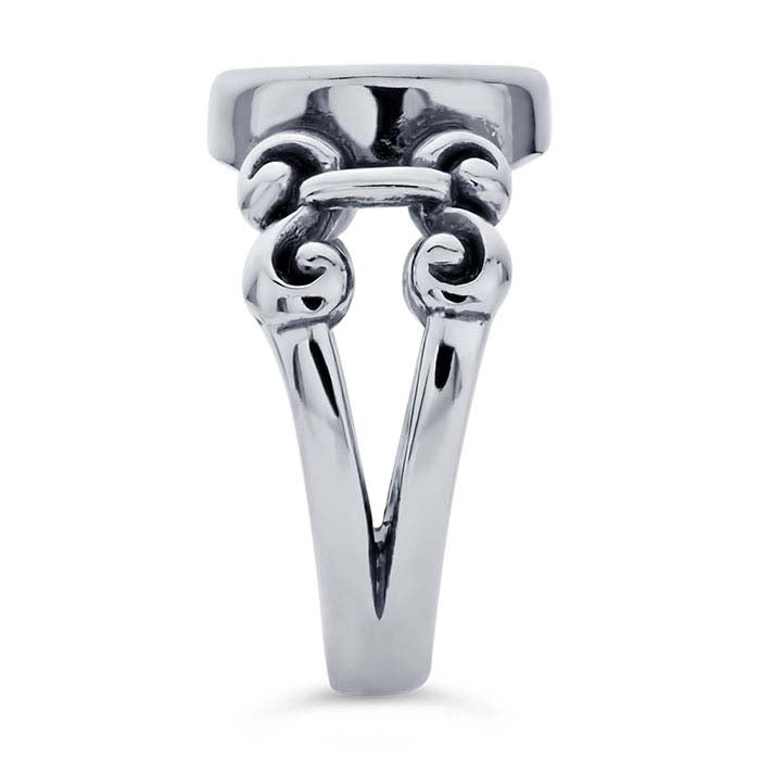 Sterling Silver Swirl 10mm Round Cabochon Ring Mounting