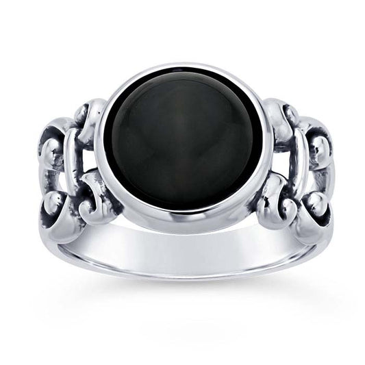 Sterling Silver Swirl 10mm Round Cabochon Ring Mounting