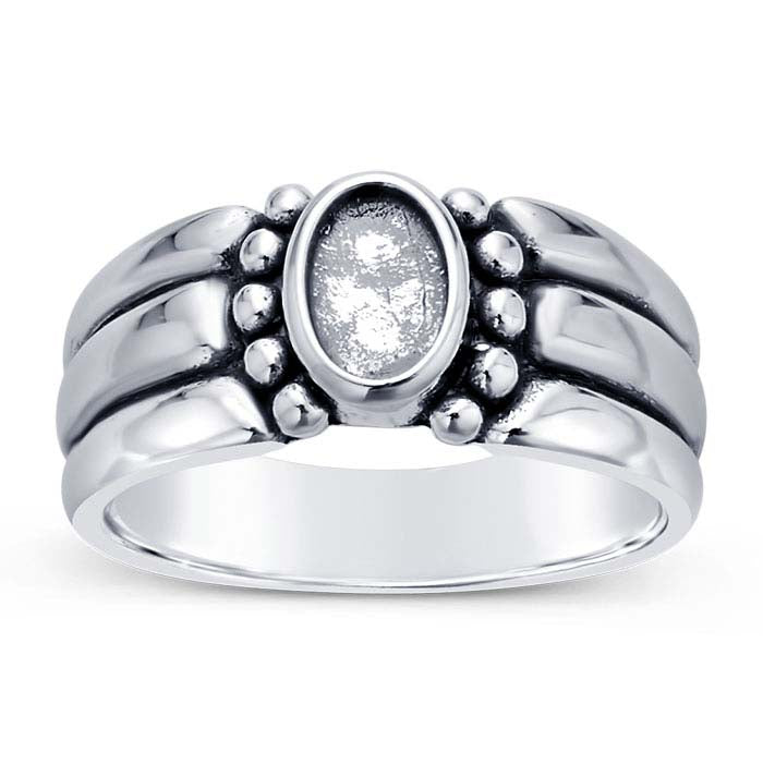 Sterling Silver Triple-Wire x Oval Cabochon Ring Mounting