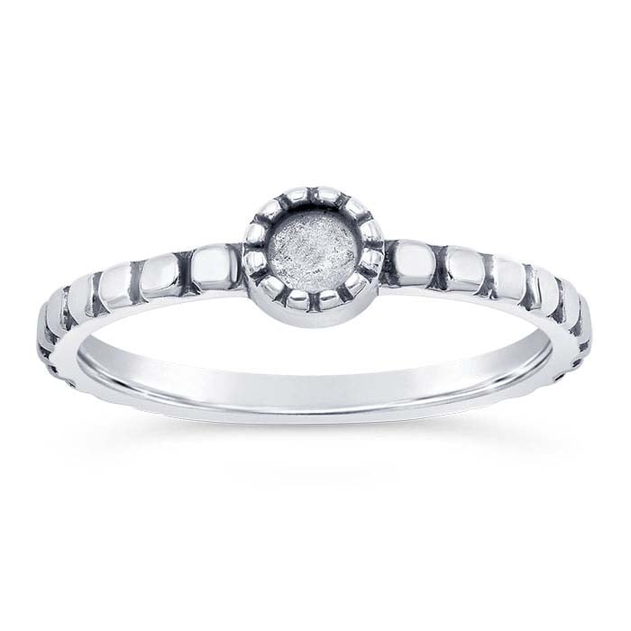 Sterling Silver Beaded-Edge Round Cabochon Ring Mounting