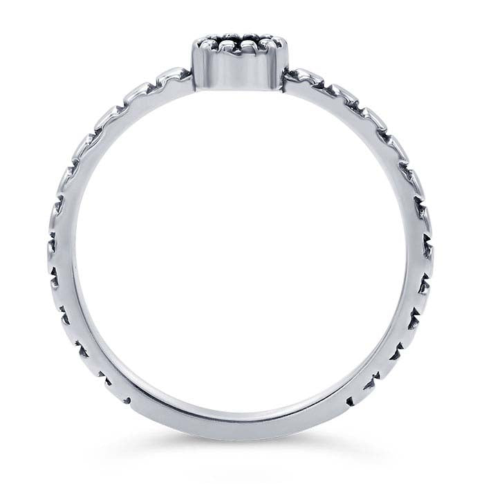 Sterling Silver Beaded-Edge Round Cabochon Ring Mounting