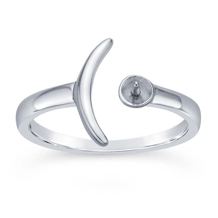 Sterling Silver Crescent Moon Pearl Ring Mounting