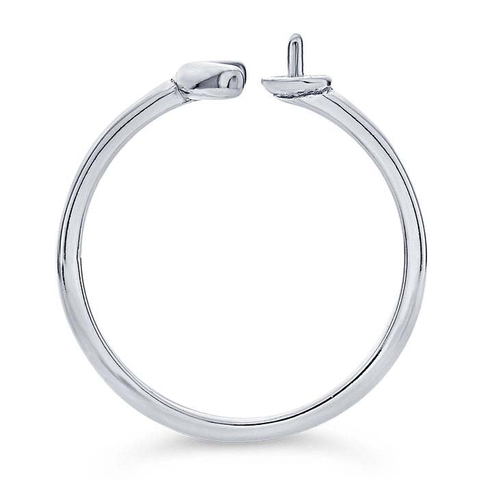 Sterling Silver Crescent Moon Pearl Ring Mounting