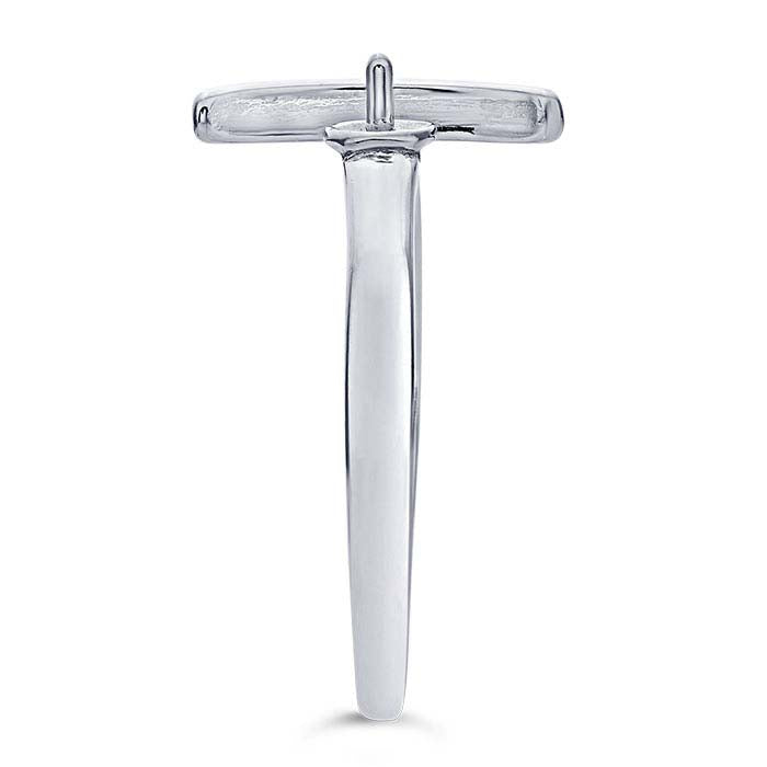 Sterling Silver Crescent Moon Pearl Ring Mounting