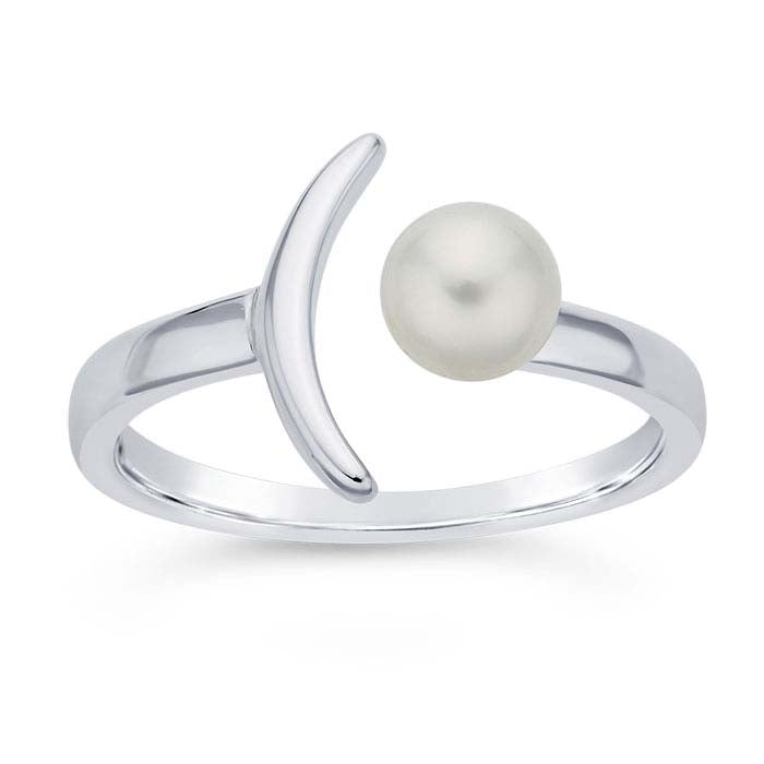 Sterling Silver Crescent Moon Pearl Ring Mounting