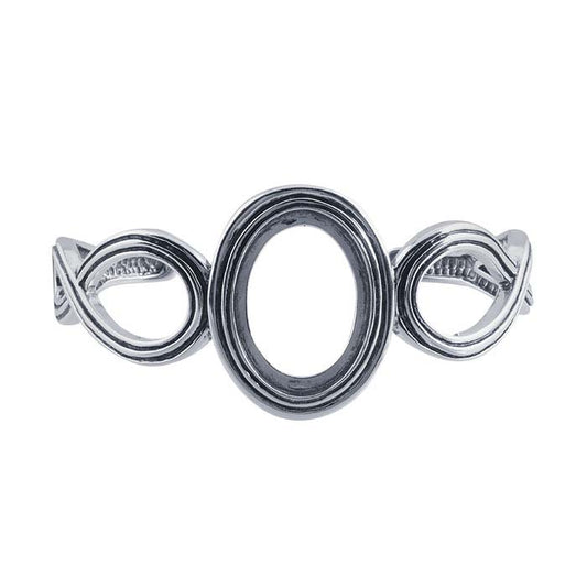 Sterling Silver 25 x 18mm Oval Cuff Bracelet Mounting