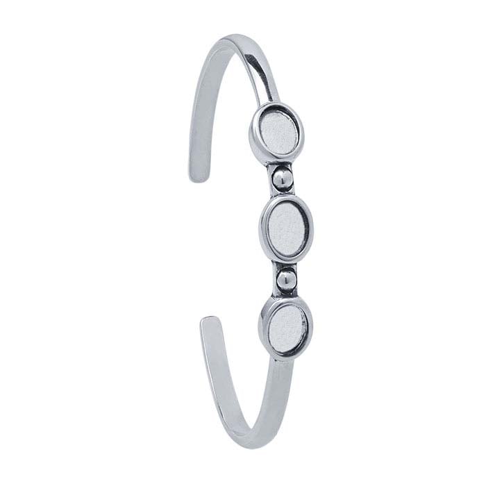 Sterling Silver 8 x 6mm Oval Cuff Bracelet Mounting