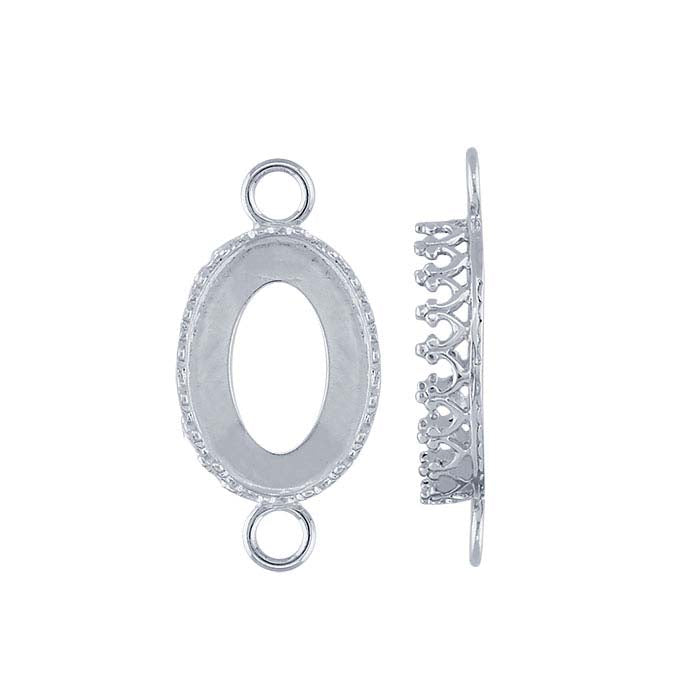 Sterling Silver 14 x 10mm Oval Gallery Wire Cabochon Link Component Mounting