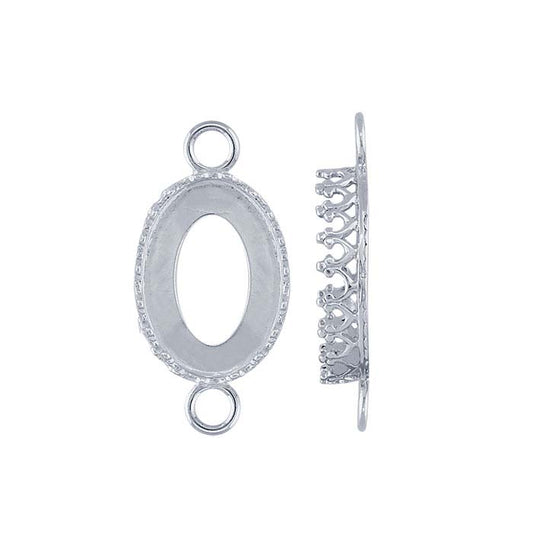 Sterling Silver 14 x 10mm Oval Gallery Wire Cabochon Link Component Mounting