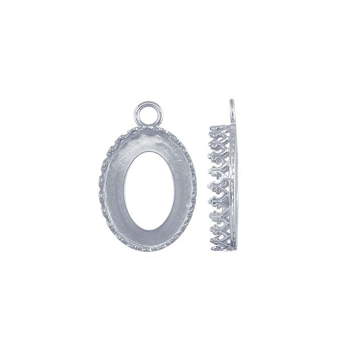 Sterling Silver 16 x 12mm Oval Gallery Wire Cabochon Component Mounting