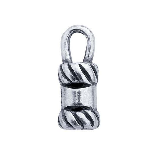 Sterling Silver Rope-Edge Crimp-Style End Cap