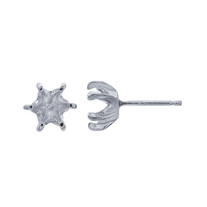 Sterling Silver 5mm Hexagon Post Earring Mounting