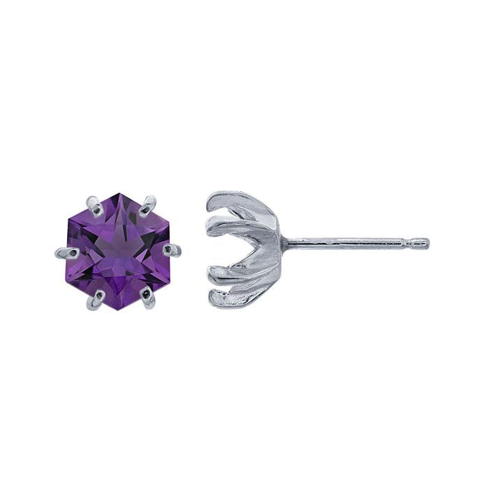 Sterling Silver 5mm Hexagon Post Earring Mounting