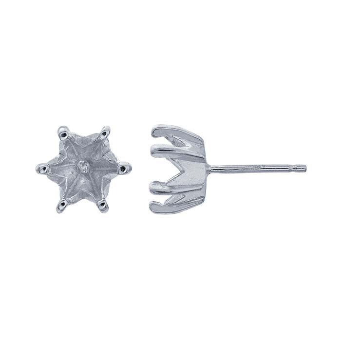 Sterling Silver 6mm Hexagon Post Earring Mounting