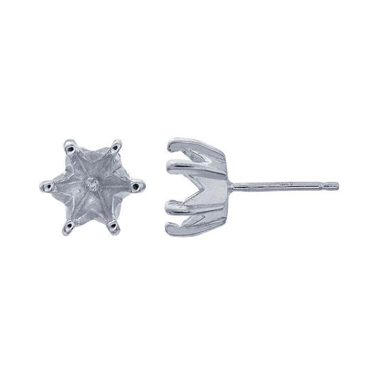 Sterling Silver 6mm Hexagon Post Earring Mounting