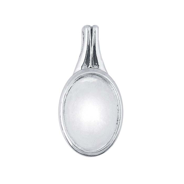 Sterling Silver 18 x 13mm Double-Fluted Cabochon Pendant Mounting