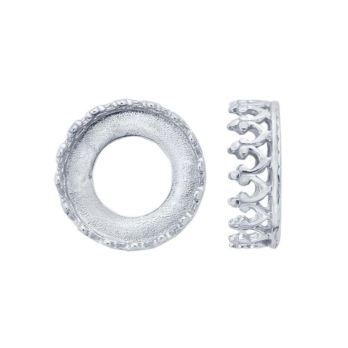 Sterling Silver 10mm Round Gallery Wire Bezel Cup Setting