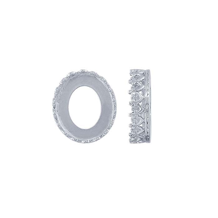 Sterling Silver 12 x 10mm Oval Gallery Wire Bezel Cup Setting