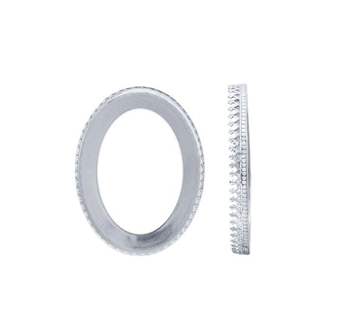 Sterling Silver 40 x 30mm Oval Gallery Wire Bezel Cup Setting