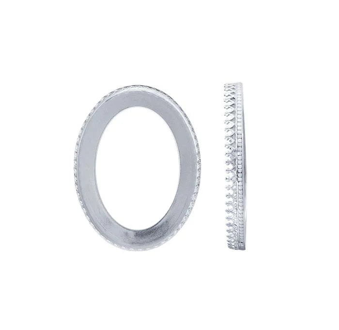Sterling Silver Oval Gallery Wire Bezel Cup Setting