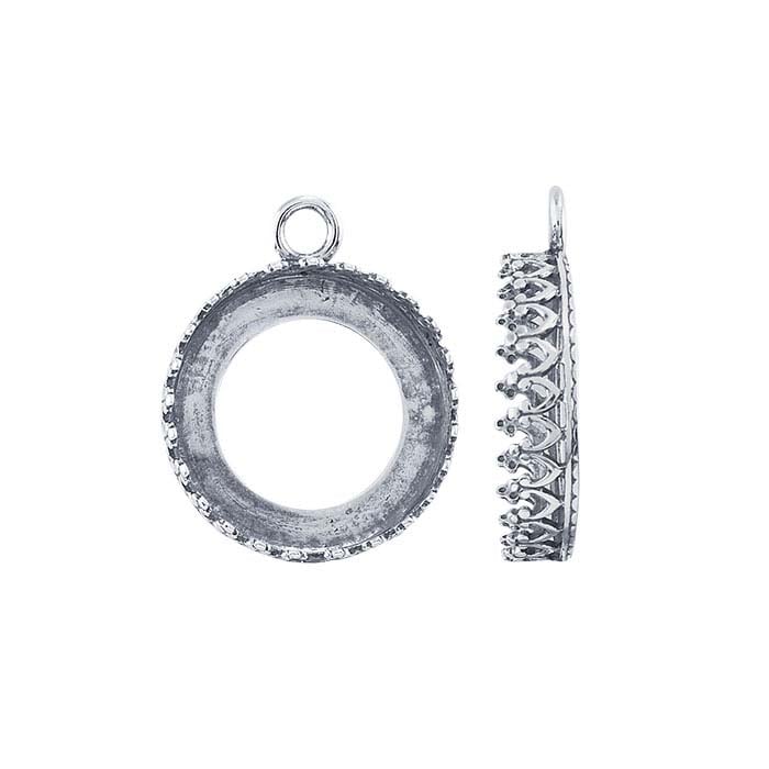 Sterling Silver Oxidized 16mm Round Gallery Wire Cabochon Component Mounting