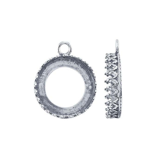 Sterling Silver Oxidized 16mm Round Gallery Wire Cabochon Component Mounting
