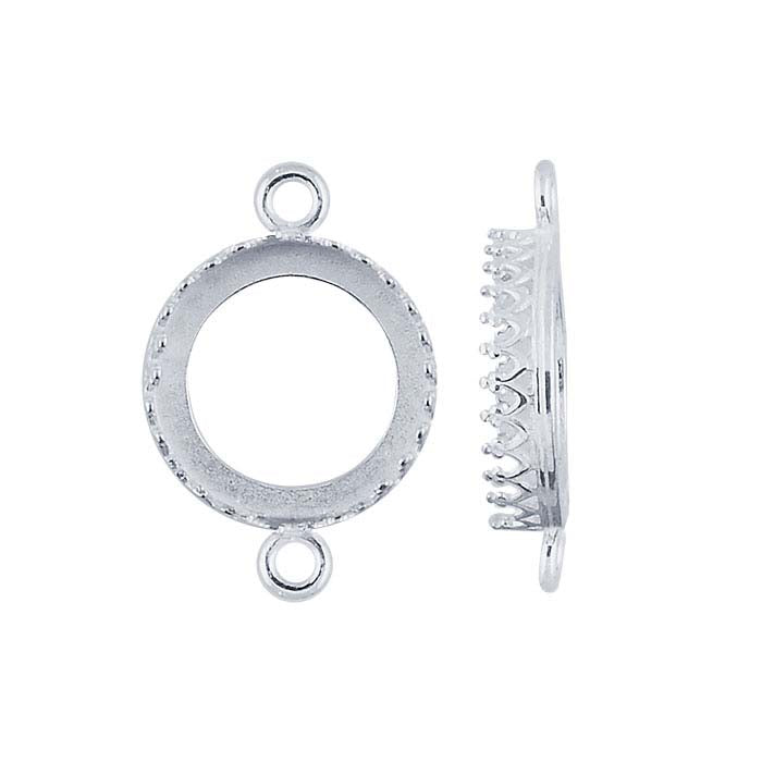 Sterling Silver 14mm Round Gallery Wire Cabochon Link Component Mounting