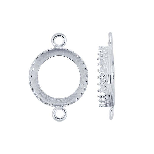 Sterling Silver 14mm Round Gallery Wire Cabochon Link Component Mounting
