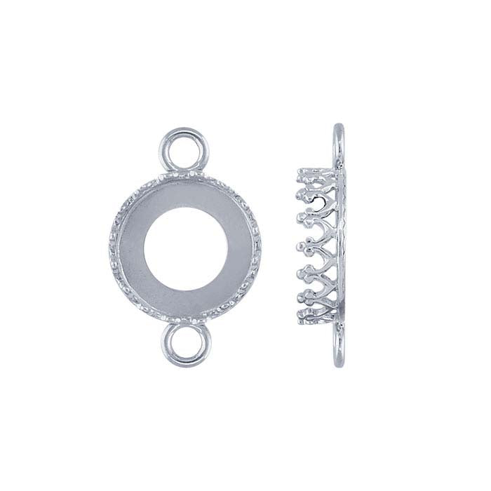 Sterling Silver 12mm Round Gallery Wire Cabochon Link Component Mounting