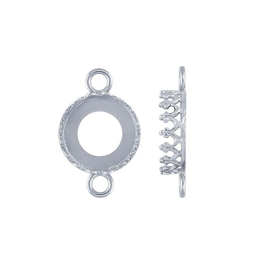 Sterling Silver 12mm Round Gallery Wire Cabochon Link Component Mounting