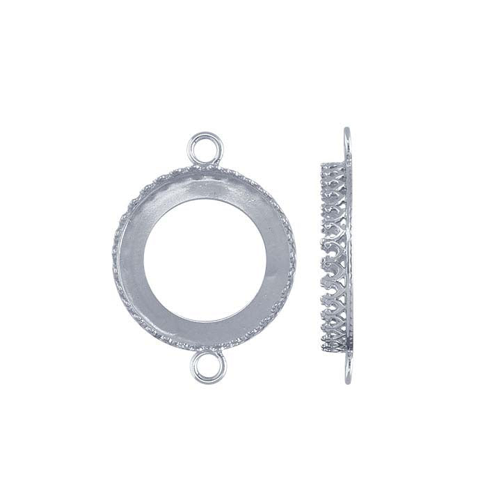 Sterling Silver 20mm Round Gallery Wire Cabochon Link Component Mounting