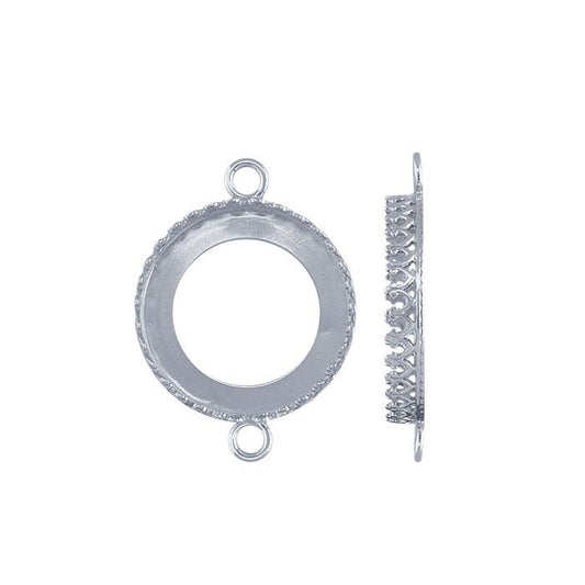 Sterling Silver 20mm Round Gallery Wire Cabochon Link Component Mounting