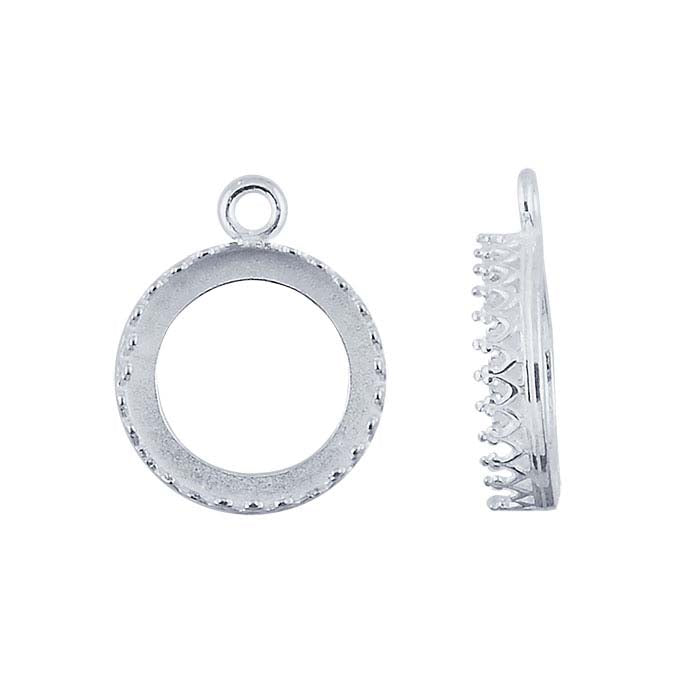 Sterling Silver Round Gallery Wire Cabochon Link Component Mounting