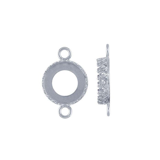 Sterling Silver 10mm Round Gallery Wire Cabochon Link Component Mounting