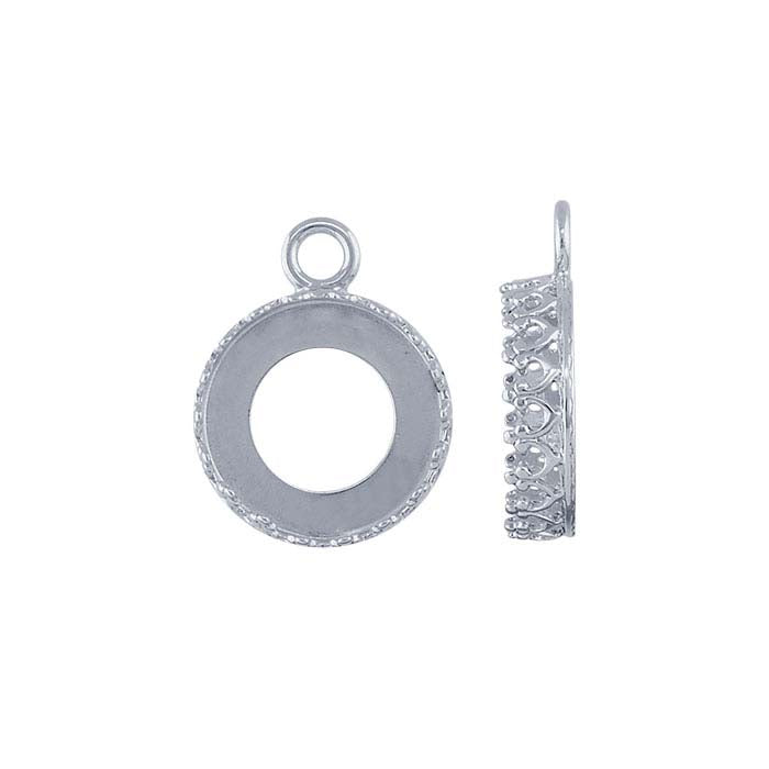 Sterling Silver Round Gallery Wire Cabochon Link Component Mounting