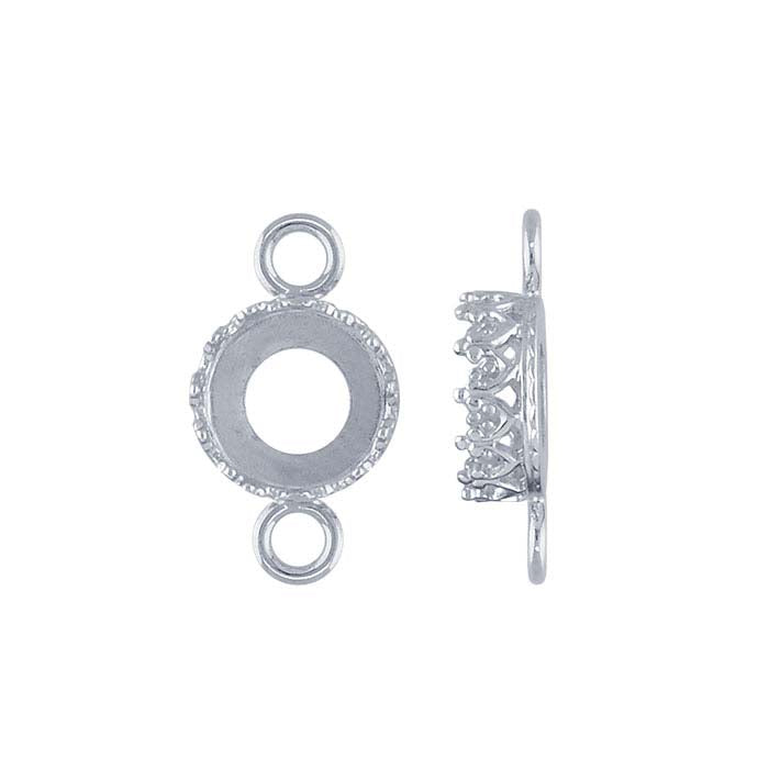Sterling Silver 8mm Round Gallery Wire Cabochon Link Component Mounting