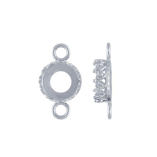 Sterling Silver 8mm Round Gallery Wire Cabochon Link Component Mounting
