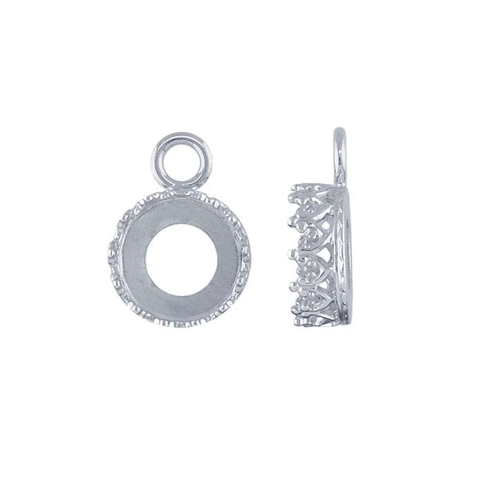 Sterling Silver Round Gallery Wire Cabochon Link Component Mounting