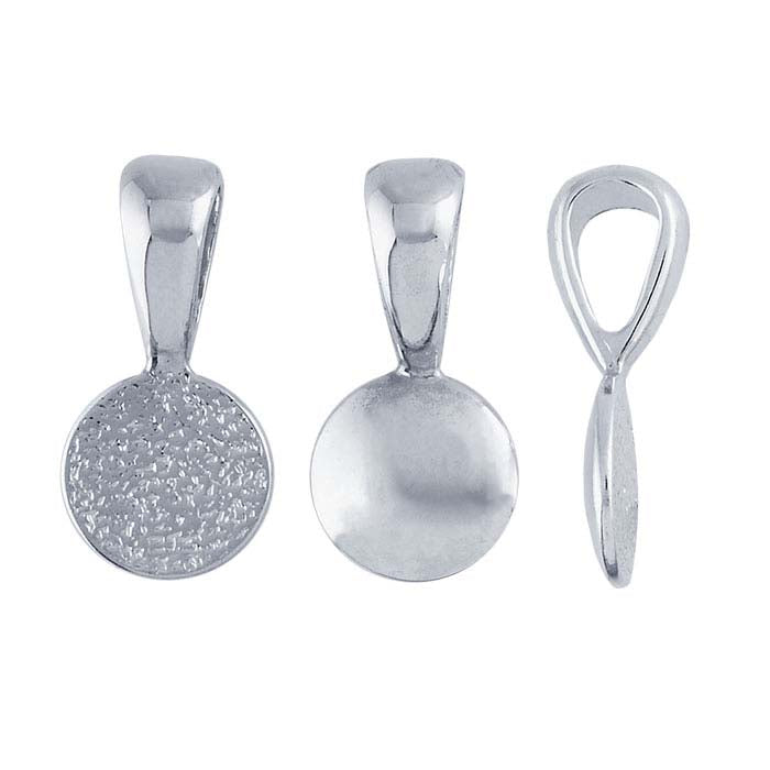 Sterling Silver Round Glue-On Pendant Bail